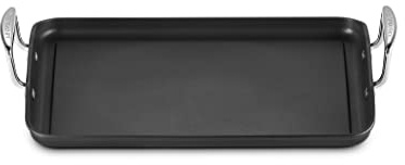 LE CREUSET Aluminium-Antihaft Grillplatte, 35 cm, Ohne Rillen, Für alle Herdarten inkl. Induktion geeignet, Anthrazit/Silber, 52103350010101