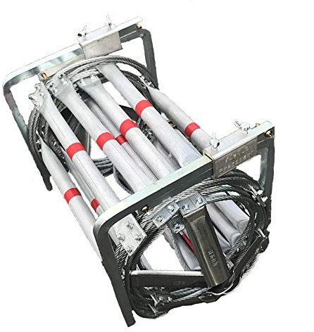 SSCYHT Feuerleiter mit stabilem Stahlhaken Klappbare Stahldrahtseilleiter Rettungsleiter aus Aluminiumlegierung,12M