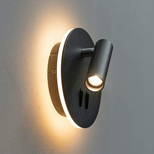 KOSILUM - Liseuse tendance double LED et interrupteur - noir - Bilbao - Lumière Blanc Chaud Eclairage Salon Chambre Cuisine Couloir - - 500 lm - LED intégrée - IP20