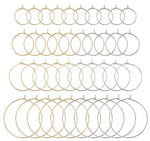 UNICRAFTALE 80 st 4 storlekar 15,5/20/25/35 mm vinglas berlocker ringar 304 rostfritt stål ring örhänge fynd guld och rostfritt stål färg örhänge för kvinnor basket fruar ringörhängen, stift 0,7 mm