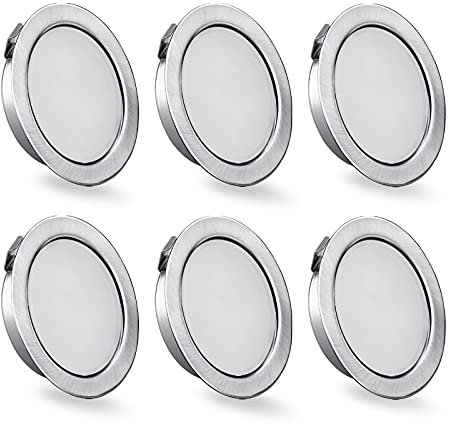 KYOTECH Set de 6 luminaires pour meuble LED 230V, 3,5W LED IP40 G4 15mm spots encastrables pour meuble plat, 3000K blanc chaud, hotte de cuisine, spot encastrable salle de bain