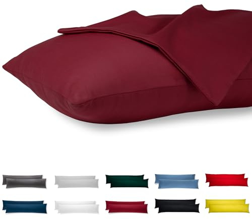 Seitenschläferkissen Bezug 40 x 145 Baumwolle Premium Jersey 2er Set Kissenbezug Deko für Kissen Bett/Sofa Stoff Weicher Resistent Hypoallergen Anti-Milben Kopfkissenbezug Verdecktem Zip Voll Waschbar