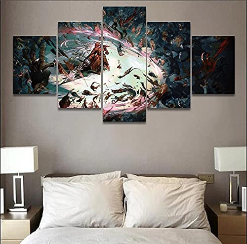 MPPSU Anime-Overlord-Poster Wanddekoration Wohnzimmer Leinwandbild Jugendzimmer Poster Set Modern 5 Teiliges Wandbild Bedroom Decor XXL Bilder Mit Rahmen 150 * 80cm