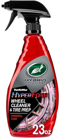 Turtle Wax Hybrid Solutions Hyper Foam Wheel and Tire Cleaner, High-Foaming Formula, Removes Dirt, Iron & Brake Dust, Perfect Prep for Tire Shine, Safe for All Wheels, 23 oz (Pack of 1)