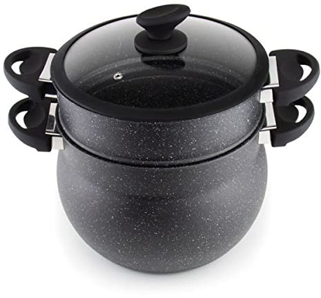 Agadir 3-Piece Couscous Steamer - 12 Litre Couscoussiere with Glass Lid - Suitable for Induction Cookers