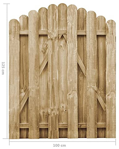 Wakects Cancello per Recinzione da Giardino in Legno di Pino ad Arco, Pannello di Recinzione da Giardino per Esterno, Steccato in Legno, 100 x 125 cm (L x A)