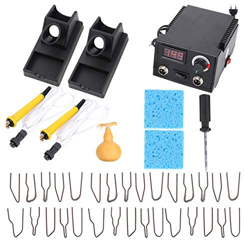 Qcwwy Holzverbrennungs-Set, Pyrographie-Stift, Voll Einstellbare Temperatur, 40 Stück, Professionelles Holzverbrennungswerkzeug, Brandmalerei-Werkzeug-Set, Doppelstift,(Europäischer Standard 220V)