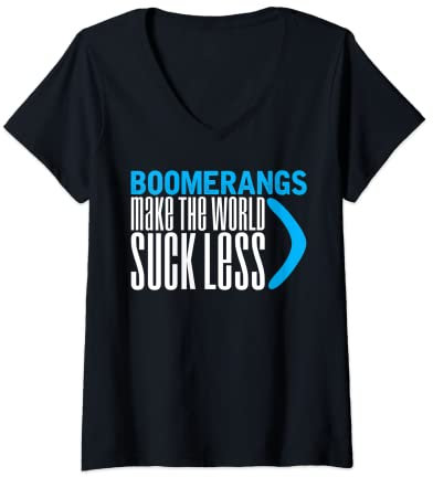 Damen Wurfsport Boomerang Witz Spruch Bumerange Bumerang T-Shirt mit V-Ausschnitt