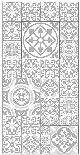 Panorama Tapis Vinyle - Modèle Carreaux Ciments Talavera Gris 80x150 cm - Différentes Tailles - Deco Maison, Cuisine, Chambre et Exterieur