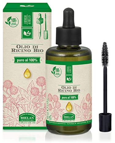 Helan, Olio di Ricino Bio, Puro Pressato a Freddo, Per Ciglia e Sopracciglia, Unghie, Cuticole, 100 mL