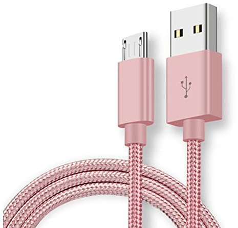 Micro USB Cable, USB to Micro USB Cable Fast Charging Braided Nylon Lead for Android Samsung Galaxy S7 Edge S6 S5 J7 J5 J6 J3 Note 5 A6 A10, Sony,Huawei,LG, HTC, Xbox, PS4 -Rose Gold/Pink (1M)