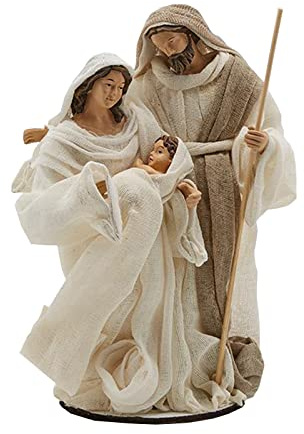 Magie di Natale Natività monoblocco Lord statue per presepe con vestiti in tessuto (22 cm, Avorio)