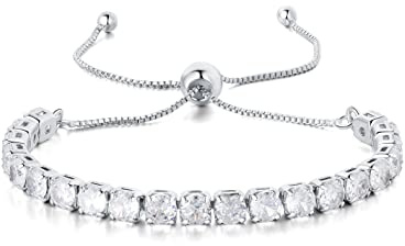 GW EinstellbarTennisarmbänder für Damen Armkette Gold, Zirkonia Kristall Armbänder für Frauen