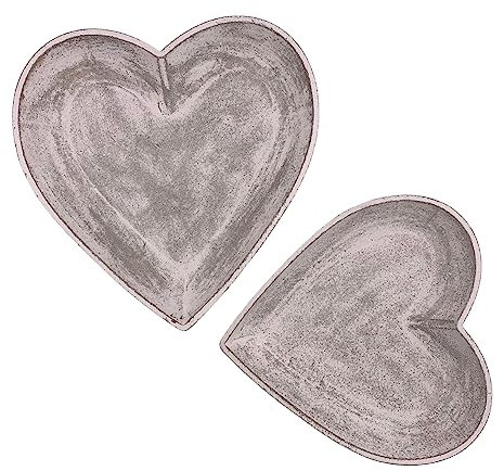 Diko.style® - Set de 2 Bandejas Decorativas Corazon Vaciabolsillos | Centro de Mesa Decorativo Salon, Organizador Joyas | Decoracion Habitacion | 21x22x3 + 24x25x3,5cm (Decape)