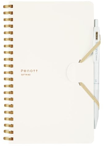 KOKUYO Grid Spiral Journal Notebook, Penott B6 Soft Ring Graph Paper Notebook with 70 Smooth Sheets, 4.1'' x 7.2'' Small Journaling Notebook with Plastic Hardcover, White, Japan Import. (SU-SP147S5-W)