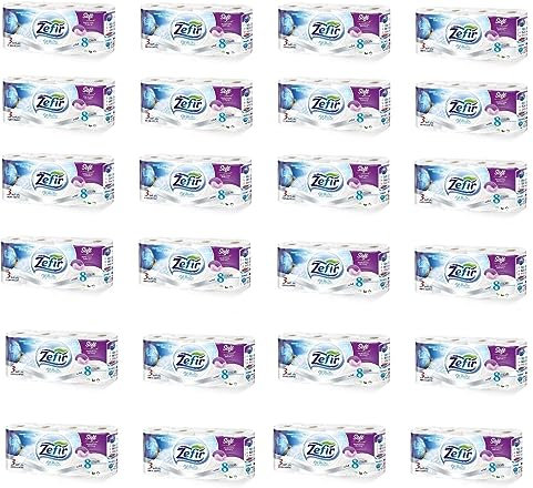 Zefir Toilettenpapier 157 Blatt, Klopapier, WC-Papier 3 lagig Weiß, Premium Qualität, Zellstoff 18m (192)