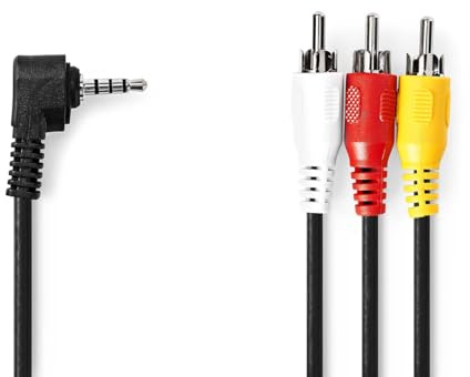 NEDIS Câble audio vidéo - Fiche 3,5 mm - 3 fiches RCA - Nickelé - 2 m - Rond - PVC - Noir