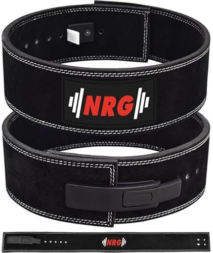 NRG Fitness Gewichthebergürtel 10cm breit - XL (101-111 cm) - Powerlifting-Gürtel Bodybuilding Professioneller Hebegurt - Trainingsgürtel - Hebelschnalle Fast Clip Verschluss Krafttraining - Schwarz