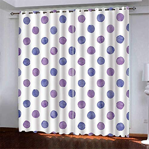 Vorhang Kinderzimmer Kreative Lila Punkte Kinder Vorhänge Mit Ösen Polyester Gardinen Thermovorhang Blickdicht Ösenschal Kindergardinen 280 (B) X 180 (H) cm Für Wohnzimmer,2Er Set