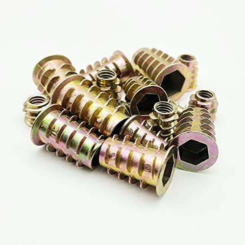 IBOWZ Ecrou INOX Écrou en Acier Inoxydable 100/500/1000 pièces M6 M8 M10 en Alliage de Zinc Fer à l'intérieur en Acier au Carbone Douille hexagonale écrous d'insertion filetés pour Meubles en Bois