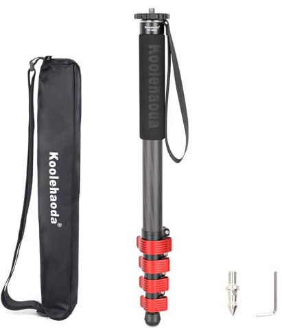 Koolehaoda Monopode pour Appareil Photo en Fibre de Carbone Monopode pour Photographie Tube ∅28 mm 5 Sections Hauteur 65 Pouces Bâton unipod léger,Chargez 10 kg