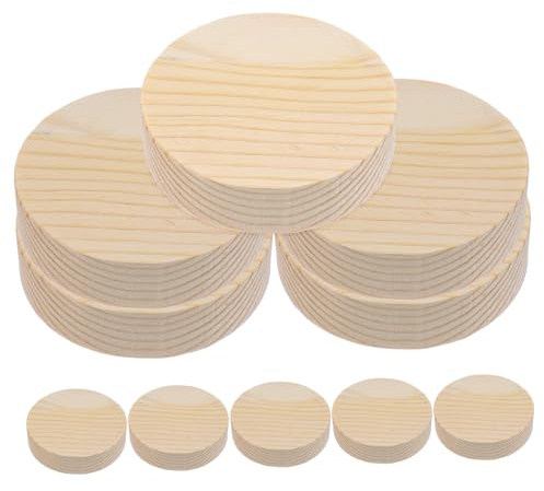 Operitacx Lot de 10 Rondelles de Bois Rond Bois en Pin, Surface Lisse à Peindre, pour Projets de Bricolage et Décorations de Mariage Fête