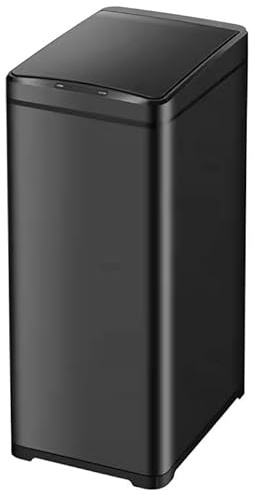 just4baby Large 42L Capacity Rectangle SLIM Design Deluxe Sensor Kitchen Rubbish Bin Hands Free Touchless Automatic Motion Bin Brushed Stainless Steel or BLACK, 42 Litre (ZX02B-Black)