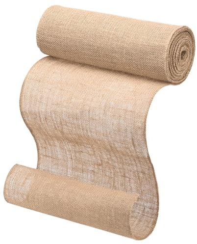 Rouleau de Nappe en Jute 30 cm x 10 m, Chemin de Table,Les Bords Grossiers en Coton et Lin sont Joliment Cousus et Peuvent être coupés, adaptés pour Le Bricolage de fête de Mariage
