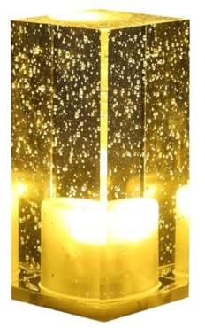 QQY Lámpara de mesa de cristal, Lámpara de cristal recargable LED lámpara de cabecera pequeña lámpara de noche lámpara de mesa decorativa Cena en el dormitorio de la Sala de estar (Cálido)