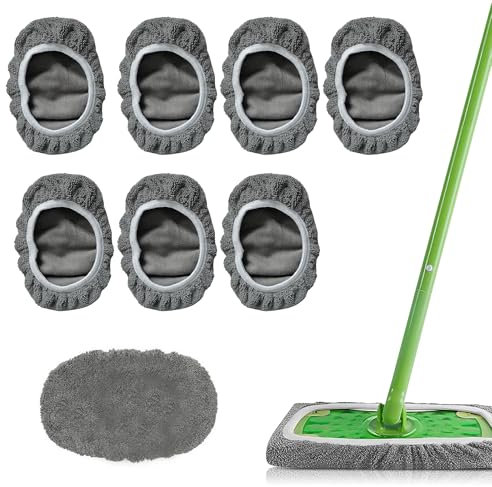 8 Stück Feuchte Bodentücher kompatibel für swiffer, 25,4x11,5cm Trockene/Feuchte Bodentücher für Bodenwischer, Sweeper Mop Pads für die Reinigung von Oberflächen/Holzböden (Dunkelgrau)