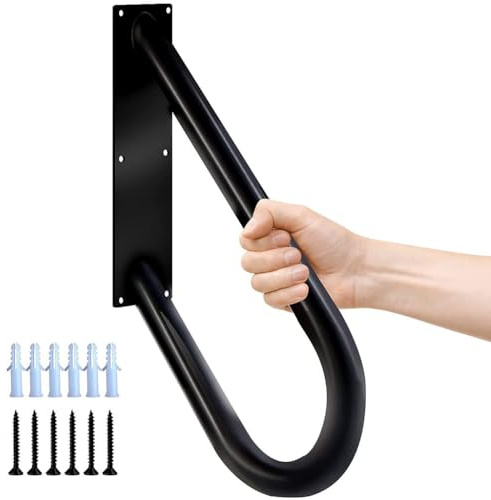 Black U Shaped Wall Mount Hand Rails Safety Grab Bars for Stairs and Outdoor Steps Ideal for 1 3 Steps in Garden Yard and Garage