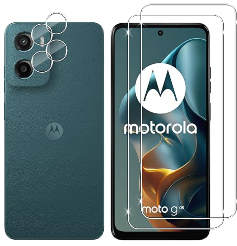 Lutree per Motorola Moto G05 Vetro Temperato, 2+2 Pezzi Pellicola Protettiva + Pellicola Fotocamera, Durezza 9H Vetro Protettivo, HD Anti-Graffio Senza Bolle Protezione Schermo