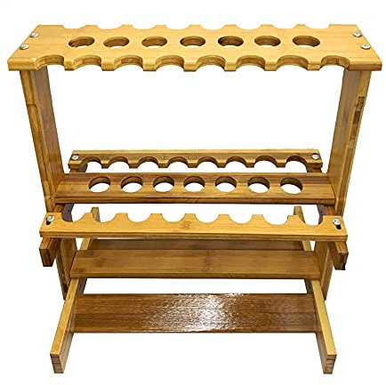 ABBNIA Poröse Pool-Queue-Ständer aus Bambus, bodenstehender Queue-Halter, Billard-Queue-Ständer, robust und langlebig/Holzmaserung, 49 x 28 x 63 cm