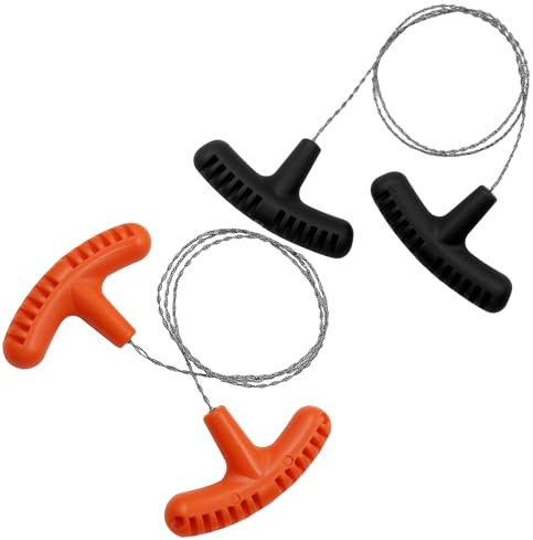 2 sierras de cable, sierra de alambre, alambre de sierra, sierra de alambre para madera, sierra de bolsillo de acero inoxidable, estilo naranja largo, 70 cm, estilo negro corto de 63 cm, se utiliza
