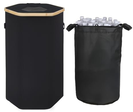 Lebenszauber Pfandflaschen Sammelbehälter 90L, großer Flaschensammler mit Inneneimer für Leergut & Pfandflaschen, geruchsdichte Pfandbox, stabiler Behälter für Plastikflaschen & Dosen
