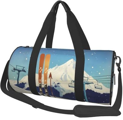 Mexpekil Ski Slope Foldable Gym Bag Carry On Travel Duffle Bags Waterproof Woman Men Hand Luggage Bag Large Weekend Overnight Bags for Sports Dance with Removable Strap