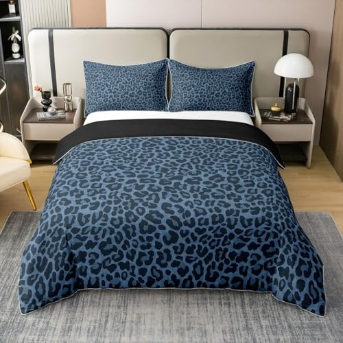 Homewish Housse de Couette 240 x 260 Léopard Coton Parure de Lit Imprimé Cuir de Guépard Abstrait Couvre Lit Enfants,Style Rustique Rétro Literie Animaux Sauvages Décoration de Chambre À Coucher