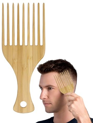Peine de dientes anchos de madera para cabello mojado, peine de dientes anchos y cola de rata, para cabello rizado, hombres y mujeres, tenedor de madera maciza natural con mango cómodo para cabello