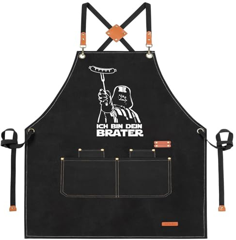 DXDXDXD Grillschürze für Männer, Star Wars Schürze, Kochschürze Herren mit 4 Taschen 95cm Große Männer Grill Schürze, Starwars Geschenk-ICH BIN DEIN BRATER (Sling-Stil)