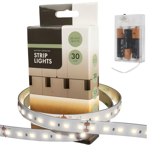 Tira de luces LED para interiores, funciona con pilas AA, de 1,5 m, ideal para iluminación debajo de estantes, armarios, detrás de la televisión, sobre el espejo, coches, autocaravanas, salón