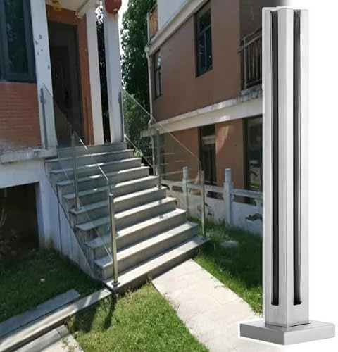 Sistema per ringhiera in vetro 304 in acciaio inossidabile per vetro da 1 a 1,2 cm, per balconi, terrazze, terrazze, scale, piscina, montante angolare color argento 115c