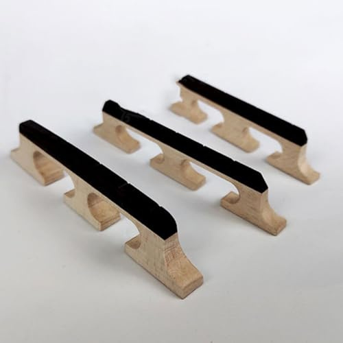 URPIZY Puente banjo de madera de arce y ébano para banjo de 4/5/6 cuerdas, con sillín de ébano y muescas de cuerdas precortadas, construcción estable de 3 pies, color madera
