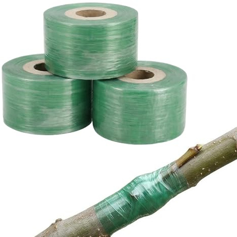 BCHMN Set di 3 Rotoli Nastro per Innesti Professionale, Pellicola per Innestare Alberi da Frutto e Piante Ornamentali, Nastro Estensibile e Autosigillante per Giardinaggio, 100m per Rotolo