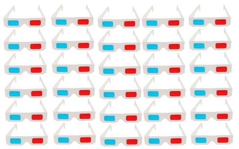 Cabilock Occhiali 3d Usa e Getta in Cartone Rosso e Blu, Set da 30 Pezzi, Occhiali Anaglifi per Cinema e Videogiochi, Dimensioni Adatte per Adulti, per Viaggi e Intrattenimento