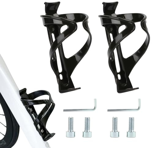 2 Pezzi Porta Borraccia Bici in PC con Design Carbonio, Regolabile per Borracce 55-70mm, Viti e Chiave Incluse, Adatto a mountain bike, bici da strada e biciclette(Nero)