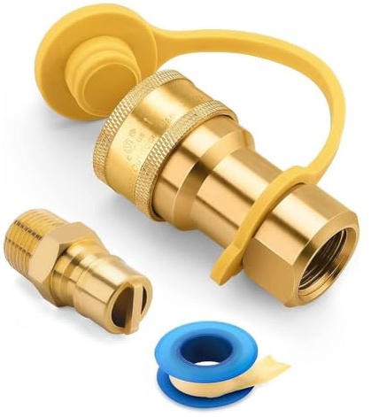 MuchLuckystar Raccordi QDD a connessione rapida per gas naturale LP da 1/2, inserto maschio in ottone con spegnimento automatico per riscaldatore grill camper, confezione da 3