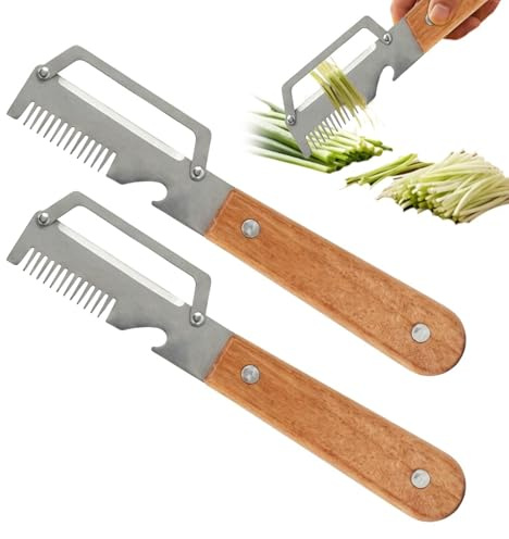 Pelapatate da Cucina | 2 Pezzi Apribottiglie con Impugnatura in Legno - Trita-Coriandolo Tagliaverdure Multifunzione - Adatto per Carote Cetrioli Frutta Papaya Casa Appartamento Ristorante Uso Commerc