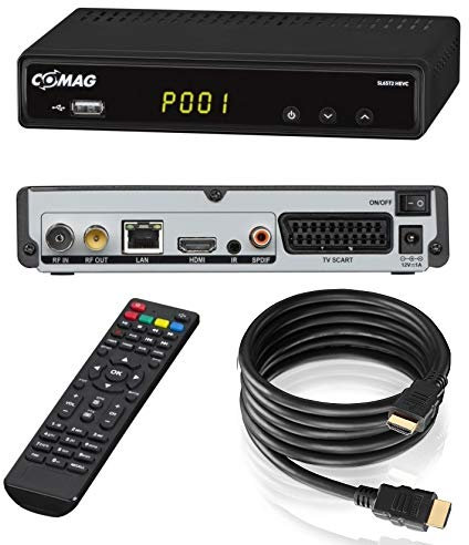 Comag SL65T2 FullHD HEVC DVBT/T2 Receiver (H.265, HDTV, HDMI, Irdeto Zugangssystem, freenet TV, Mediaplayer, PVR Ready, USB 2.0, 12V) inkl. conecto® HDMI-Kabel, schwarz