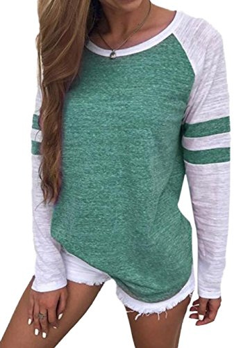 Famulily Women's Long Sleeve Baseball Tee Shirt Crew Neck Striped Tops