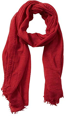 XRDSS Écharpe d'été en coton mélangé froissé vintage avec bords frangés 88,9 x 177,8 cm, Rouge, One Size